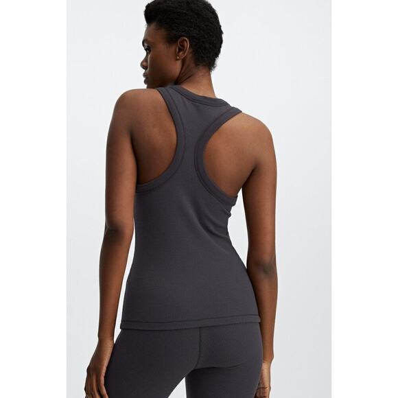 Fabletics Size XL Tinsley Waffle Tank Top Gray Pewter Athletic Workout Active - Picture 3 of 7